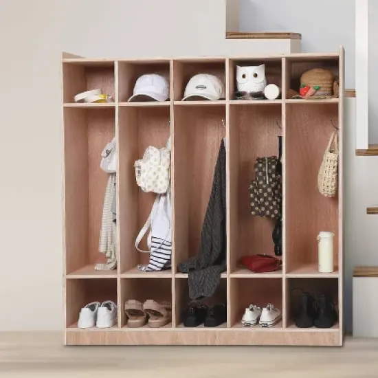 GustoWave 5+10 Cubbies Storage Coat Locker for Classroom image {5}