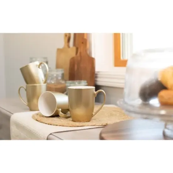 Elanze Designs Romantic Valentines Coffee Cup Mug 10 Ounce Ceramic With Shimmery Metallic Finish Be Mine Floral Fox Vegas Gold image {4}