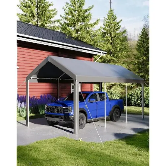 10x20FT Heavy-Duty Carport Canopy &ndash; Galvanized Steel Frame, Waterproof & UV-Resistant (White/Grey/Yellow) image {1}