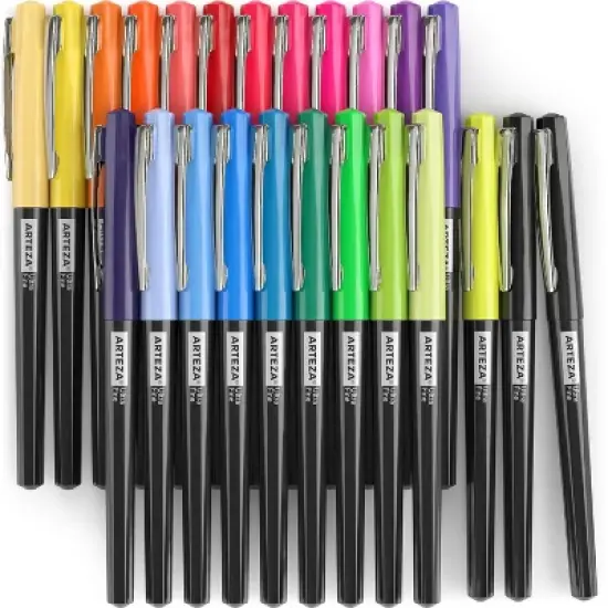 Arteza Permanent Markers, Brights & Neon, Assorted Colors, Ultra Fine Nib - 24 Pack image {1}
