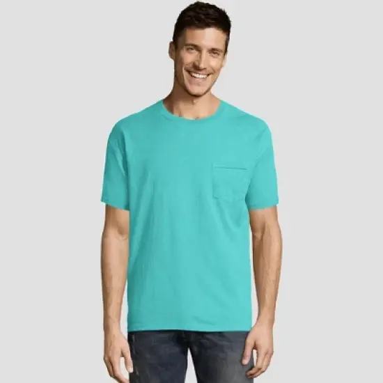 Hanes Men's Short Sleeve 1901 Garment Dyed Pocket T-Shirt image {9}