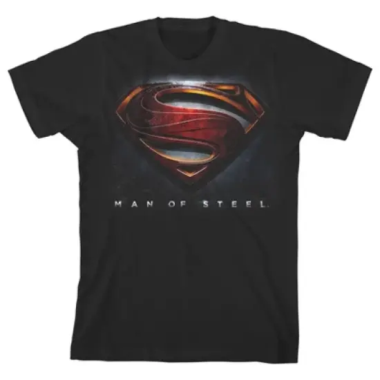 Superman Man of Steel 3D Logo Charcoal T-shirt Toddler Boy to Youth Boy image {3}