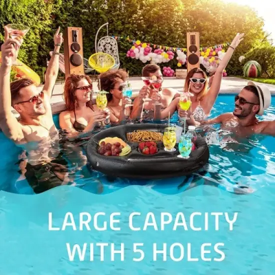 Zone Tech Inflatable Floating Drink Holder for Swimming Pool, Hot Tub for Adults - Buffet Serving Bar, Beverage, Fruit, Salad, Cell Phone image {5}
