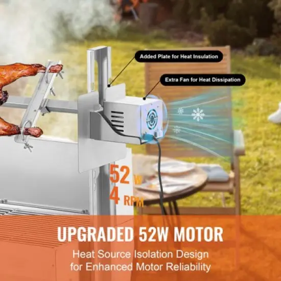 VEVOR Rotisserie Grill with Windscreen, BBQ Whole Pig Lamb Goat Charcoal Spit Grill, 46 Inch 132 Lbs Capacity, Silver image {2}