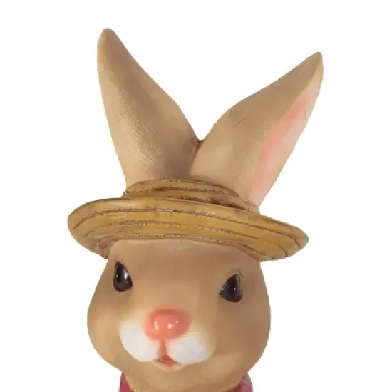 Christopher Knight Home 22" Wide Wallen Concrete Outdoor Novelty Rabbit Planter Pink/Brown image {8}