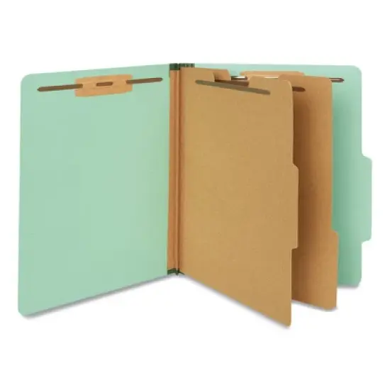 Universal Six-Section Classification Folders, Heavy-Duty Pressboard Cover, 2 Dividers, 6 Fasteners, Letter Size, Light Green, 20/Box image {1}