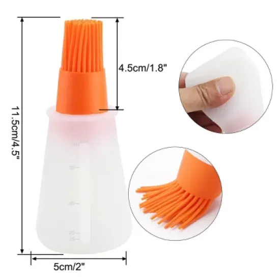 Unique Bargains Household Flexible Heat Resistant Non-stick Oil Bottle Brush Orange Green 2 Pcs image {4}