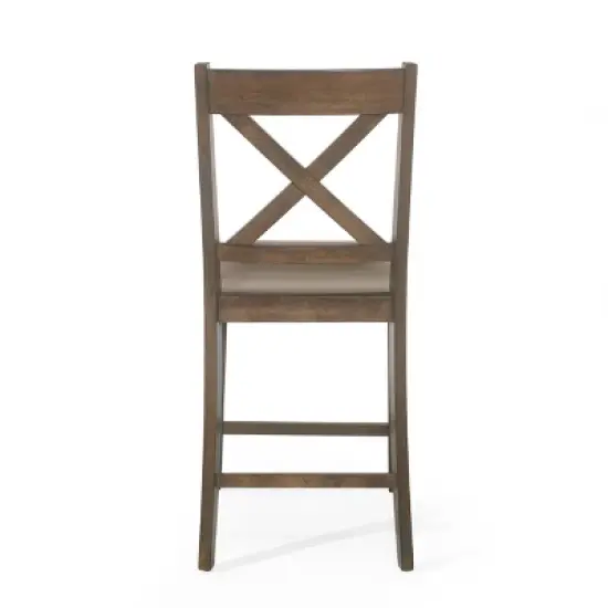 2pc Emory Farmhouse Upholstered Wood Counter Height Barstools - Christopher Knight Home image {6}
