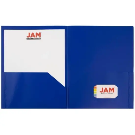 JAM 6pk POP 2 Pocket School Presentation Plastic Folders Blue image {2}