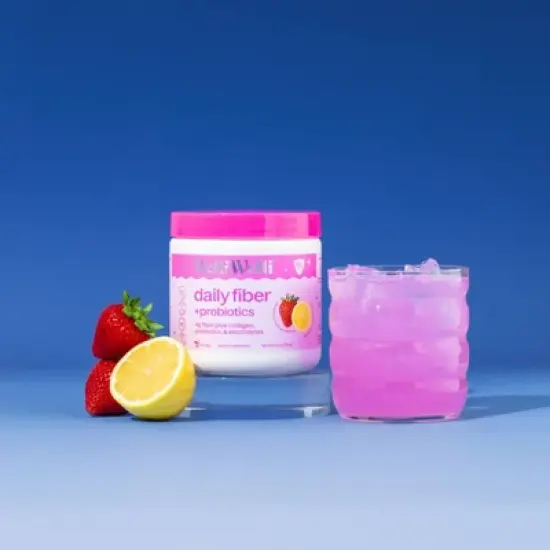 BelliWelli Daily Fiber Supplement + Probiotics, Electrolytes, Collagen, Powder - Strawberry Lemonade - 16 servings image {2}