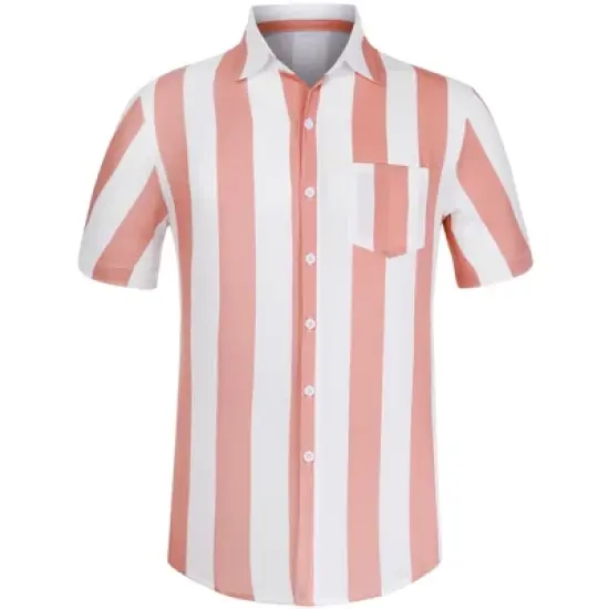 Lars Amadeus Men's Summer Irregular Printed Camp Collar Short Sleeves Button Down Hawaiian Shirt image {14}