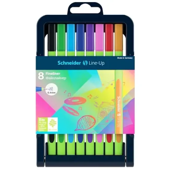Schneider&reg; Line-Up Fineliner Pen, 0.4 mm, Adjustable Case Stand, 8 Assorted Ink Colors image {2}
