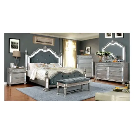 California King Divito Traditional Mirror Trim Bed Silver - HOMES: Inside + Out image {2}