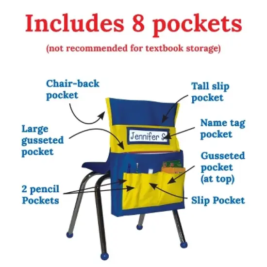 Carson Dellosa Education Chairback Buddy&trade; Blue and Yellow Pocket Chart Storage (1 piece) image {3}