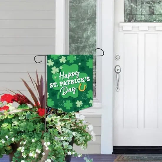 Big Dot of Happiness Shamrock St. Patrick's Day - Outdoor Home Decorations - Double-Sided Saint Patty's Day Party Garden Flag - 12 x 15.25 inches image {5}