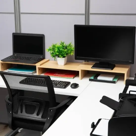 Mind Reader Dual Monitor Stand Height Adjustable Laptop Riser MDF image {5}