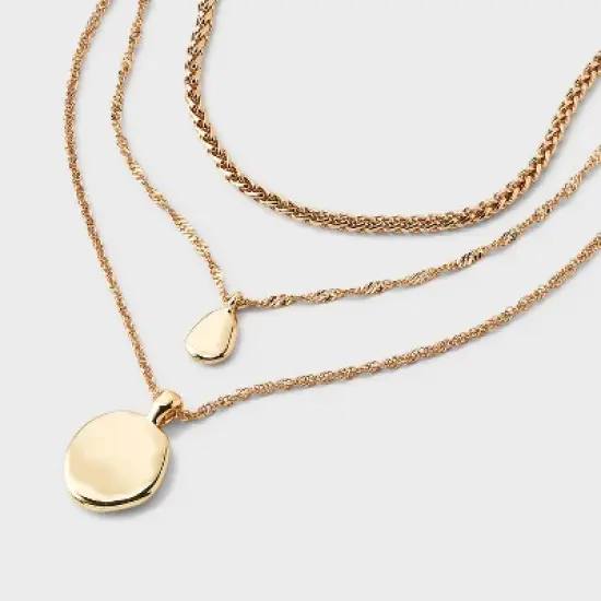 Multi-Strand Coin Drop Necklace - A New Day&trade; Gold image {3}