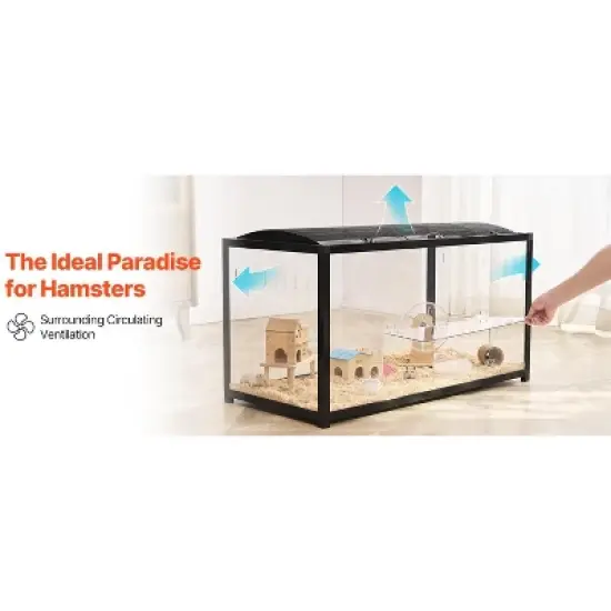 Hamster Cage, Metal Guinea Pig Cage with Acrylic Sides, Chew-Proof Dual Door Small Animal Habitat, Stackable Design Rat, Gerbil Cage image {9}