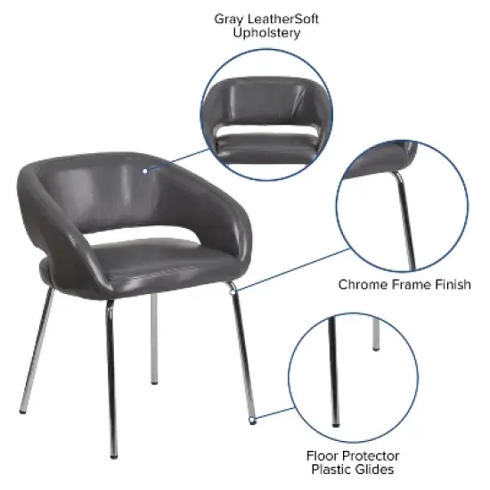 Flash Furniture Fusion Series Contemporary LeatherSoft Side Reception Chair with Chrome Legs image {4}