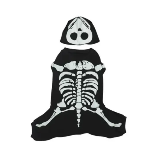 Casual Canine Cotton Glow Bones Dog Costume(Black) image {1}