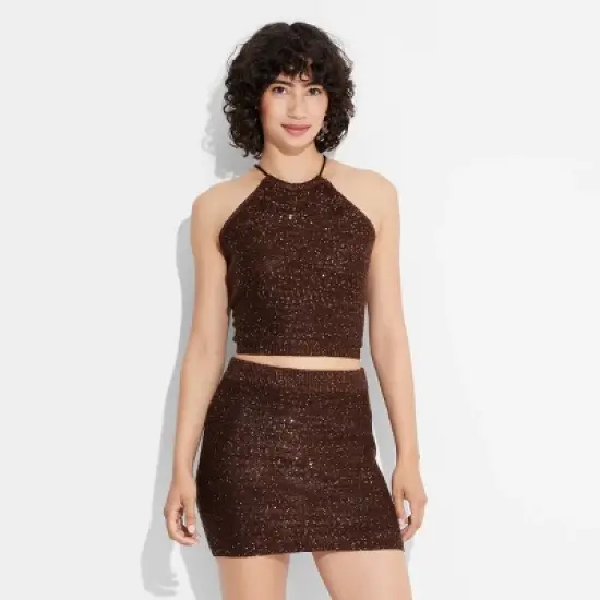 Women's Open Back High Neck Sequin Sweater Tank - Wild Fable&trade; image {1}