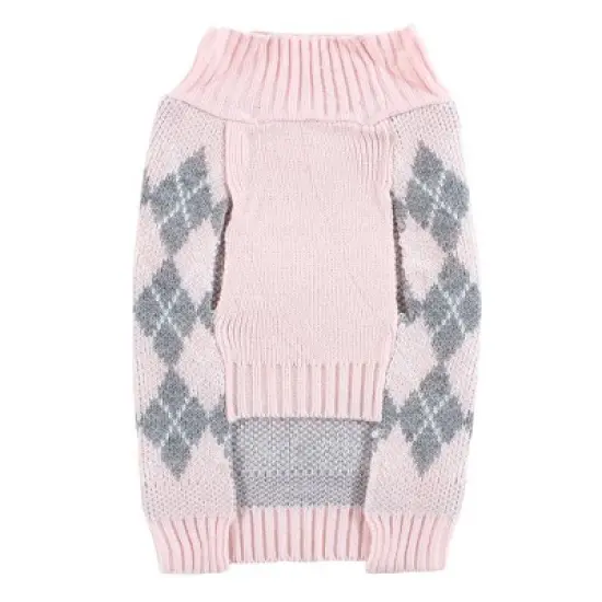 Luvable Friends Dogs and Cats Knit Pet Sweater, Pink Argyle image {3}