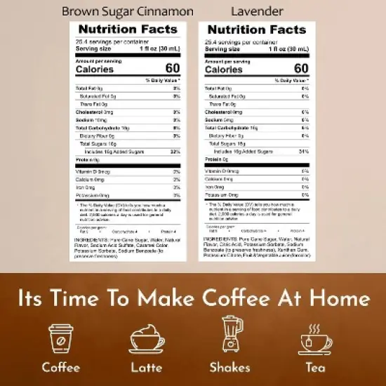 Syruvia Coffee Flavors Variety Pack: Brown Sugar Cinnamon & Lavender 25.4 fl oz Syrup image {2}