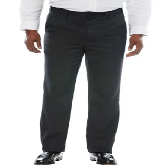 KS Signature by KingSize Men's Big & Tall  No Hassle Classic Fit Expandable Waist Plain Front Dress Pants image {3}