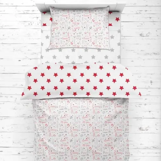 Bacati - Baseball Red/Gray Muslin 4 pc Toddler Bedding Set image {4}