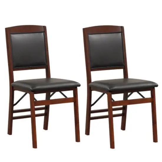 Costway 2 Pack Folding Dining Chairs Foldable Chairs with PVC Padded Seat & High Backrest image {9}