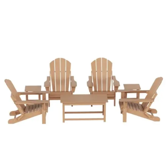 WestinTrends 7 Piece Set Outdoor Folding Adirondack Chairs with Coffee Table Side Table image {21}