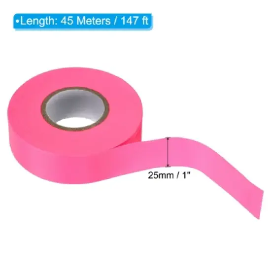 Unique Bargains PVC Non-Adhesive Flagging Tapes for Trail Outdoor 2 Pcs Pink 1" x 147 ft image {1}