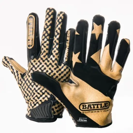 Battle Sports Youth "USA Flag" Chameleon Receiver Football Glove - Black/Gold image {2}