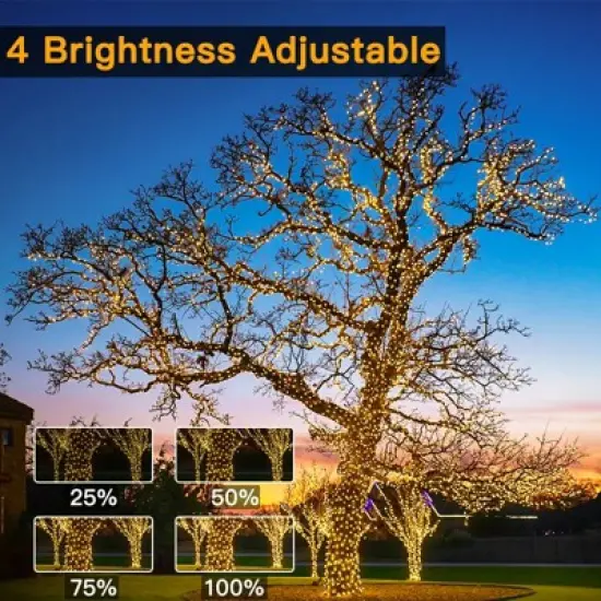 Ollny 800 LED Warm White IP67 Waterproof String Lights (Green Wire, Plug in, 8 Modes) image {4}