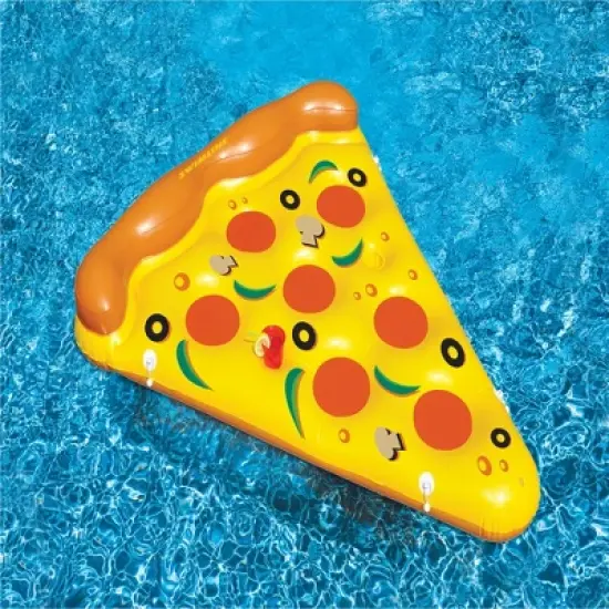 Swimline 72" Inflatable Pizza Slice Novelty Swimming Pool Float Raft - Yellow/Orange image {5}