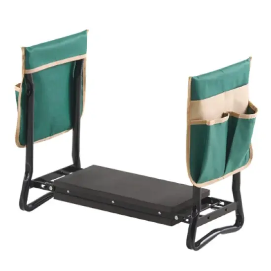 VEVOR Garden Kneeler and Seat, 8 in Wide Kneeling Pad, Heavy Duty Garden Kneeling Stool, Folding Garden Seat with 2 Tool Bags, Black&Green image {8}