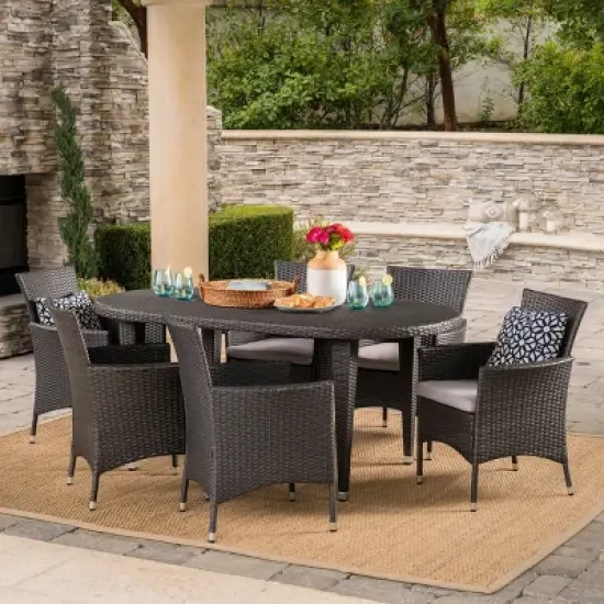 Vincent 7pc Wicker Patio Dining Set - Christopher Knight Home image {6}