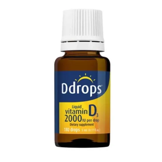 Ddrops Liquid Vitamin D3 Drops 2000 IU (50 mcg) - 180 drops - 0.17 fl oz image {3}