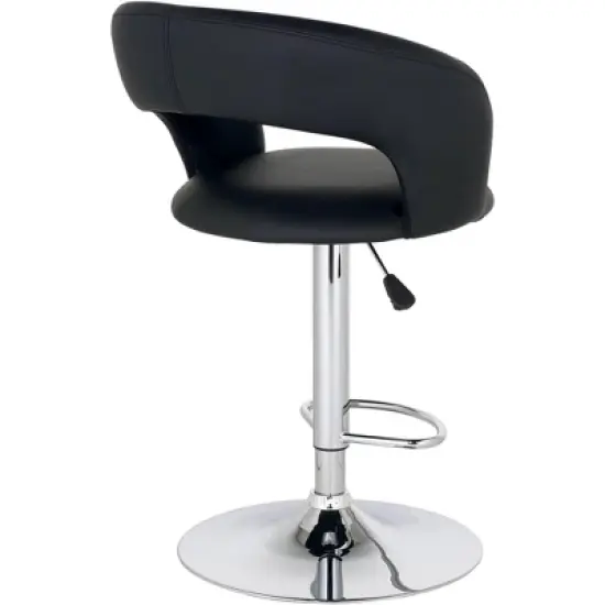 Studio 55D Chrome Swivel Bar Stool 30" High Modern Black Cushion Adjustable with Backrest Footrest Kitchen Counter Height Island image {6}