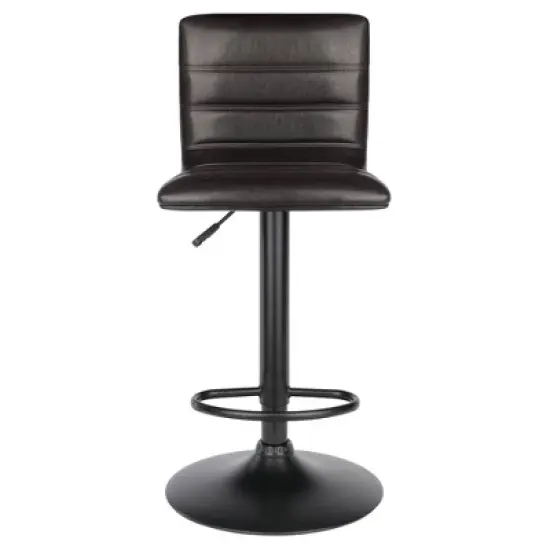 Holly Air Lift Adjustable Stool L Shape Backrest Espresso/Black - Winsome image {2}