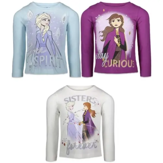 Disney Frozen Elsa Princess Anna Girls 3 Pack Graphic T-Shirts Toddler image {9}