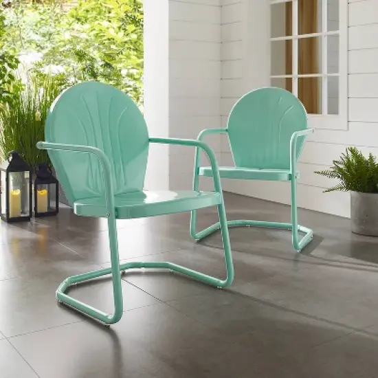 Griffith Metal Chair Aqua - Crosley image {3}