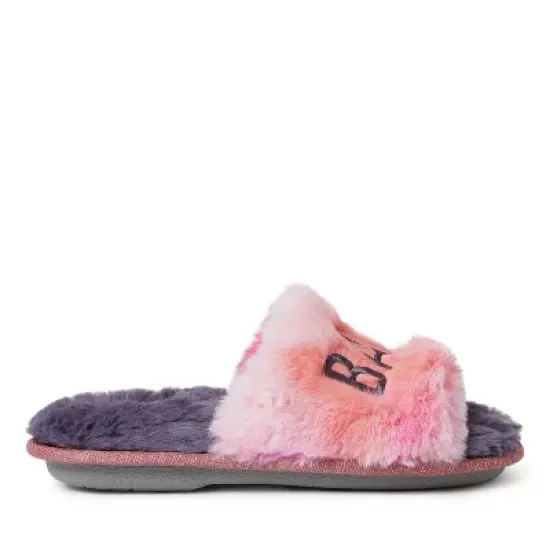 Dearfoams Kid's Lana Slide Slipper with Slogan image {2}