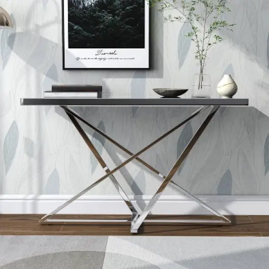 Drubeck Mirrored Rectangle Sofa Table Chrome - HOMES: Inside + Out image {2}