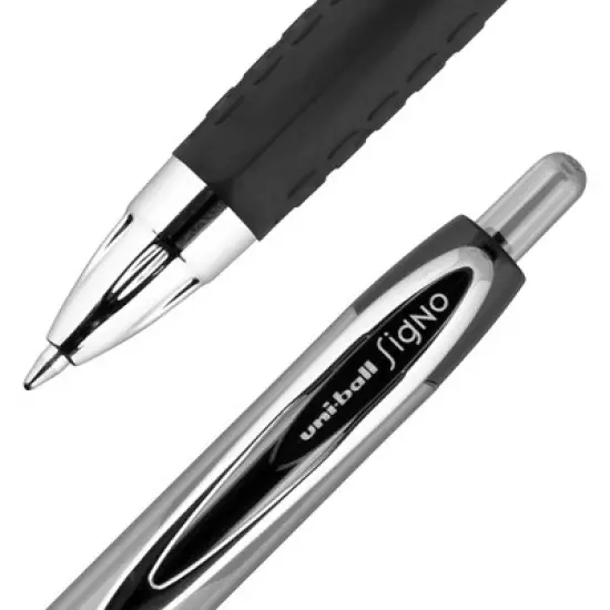 uni 207 Retractable Gel Pen, 0.7 mm Medium Tip, Black, Pack of 36 image {3}