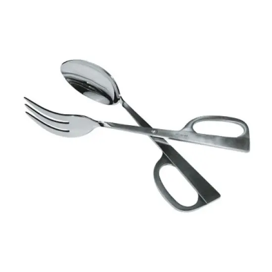 Winco Salad Tongs, Fork and Spoon, Satin Finish Stainless Steel, 10? image {2}