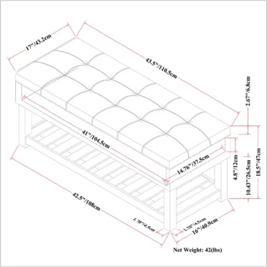 44" Wyatt Storage Ottoman Bench - WyndenHall image {7}