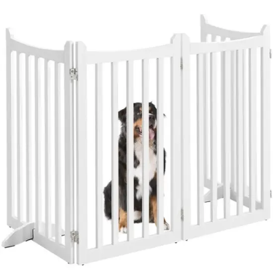 Yaheetech 36inch Freestanding Wooden Fence Foldable Pet Gate image {7}