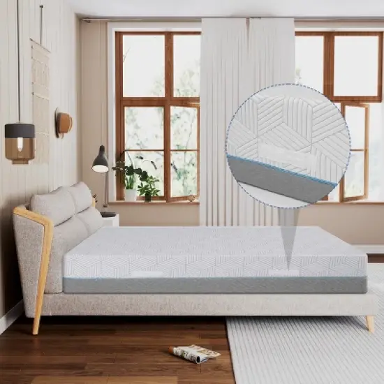 Vipbear Bamboo Firm/Extra Firm Mattress for Pressure Relief 10/12 Inch Cooling Green Tea Gel Memory Foam Mattress with Ice Silk Cover image {6}