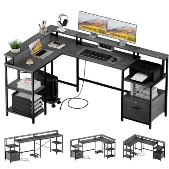 L Shaped Desk - 76" L Shaped Gaming Desk image {8}